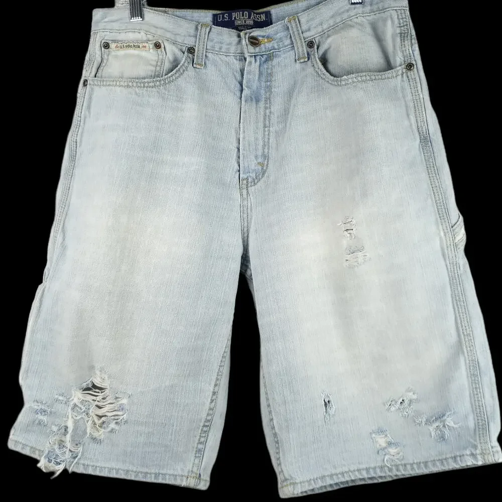 U.S. Polo Assn Men's Distressed 'Painter' Style Jeans Shorts. 34